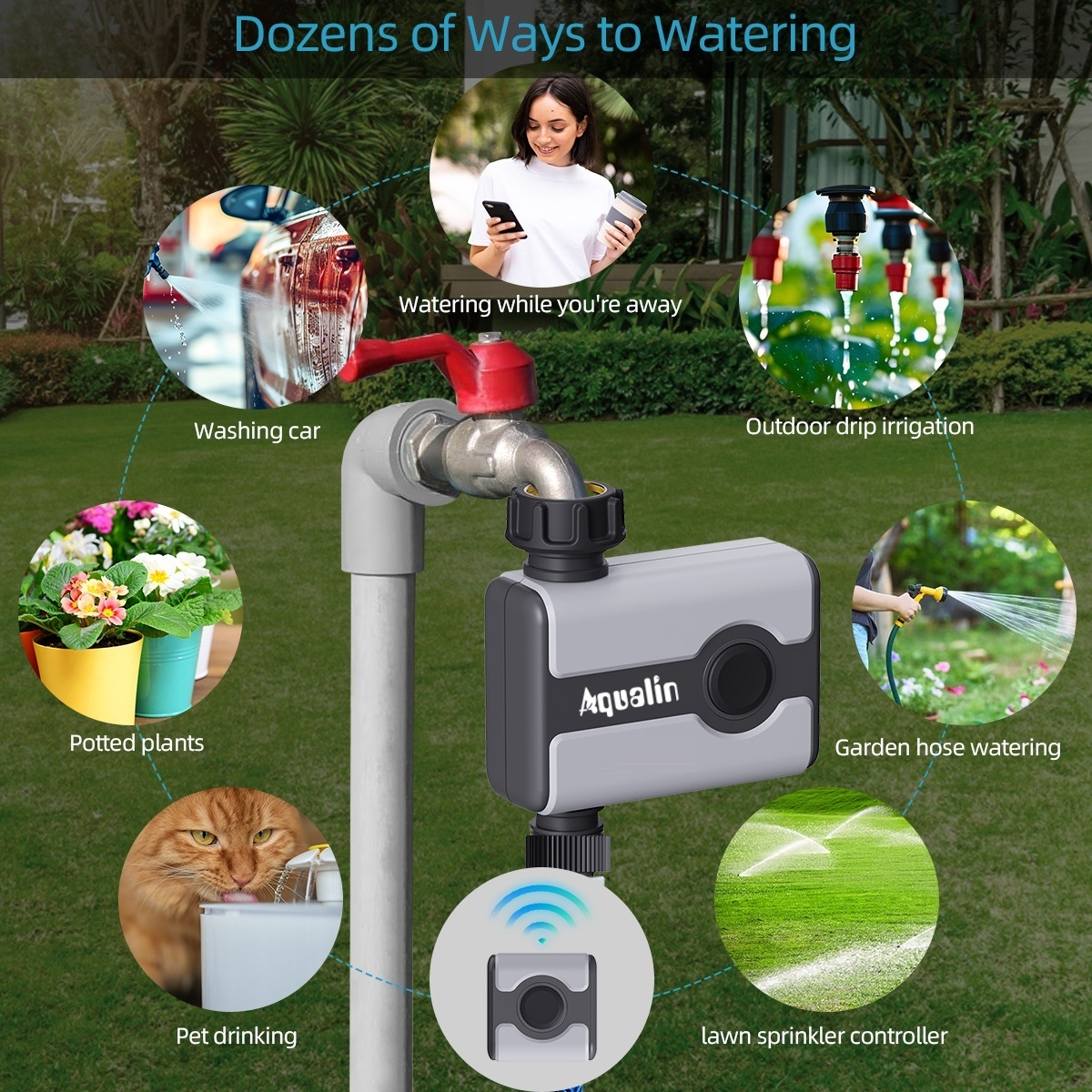 Aqualin WiFi Water Timer Tuya  - Smart Garden Irrigation System 评论和价格