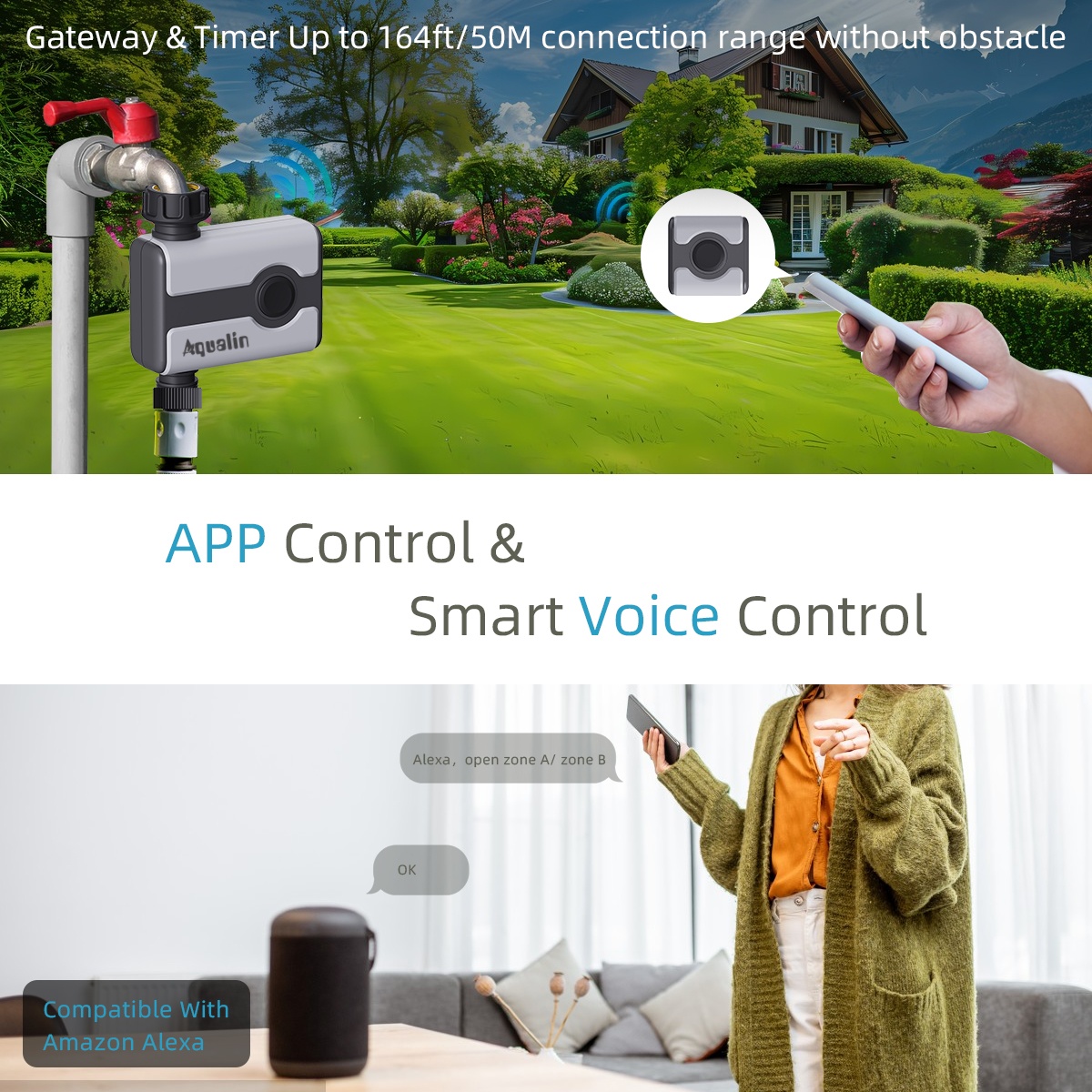 Aqualin WiFi Water Timer Tuya  - Smart Garden Irrigation System 评论和价格